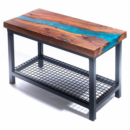 GlassCast 50 PLUS Epoxy and Teal River Coffee Table by Lagoon Studios